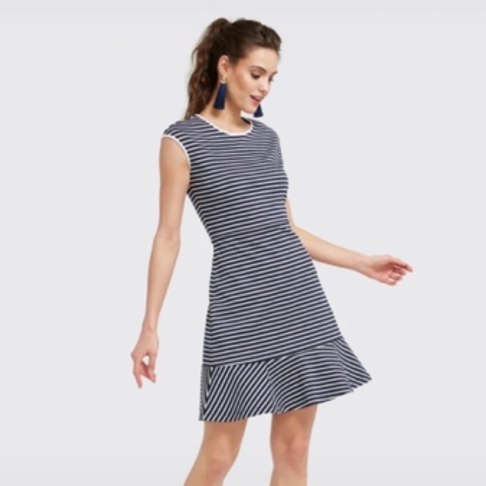 Draper James Striped Sleeveless Ponte Dress